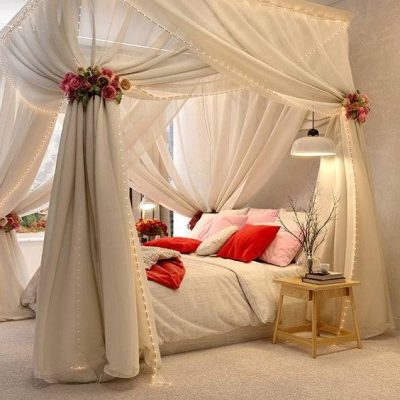 flower-bed-decoration-looks-the-best-with-a-vintage-style-poster-bed